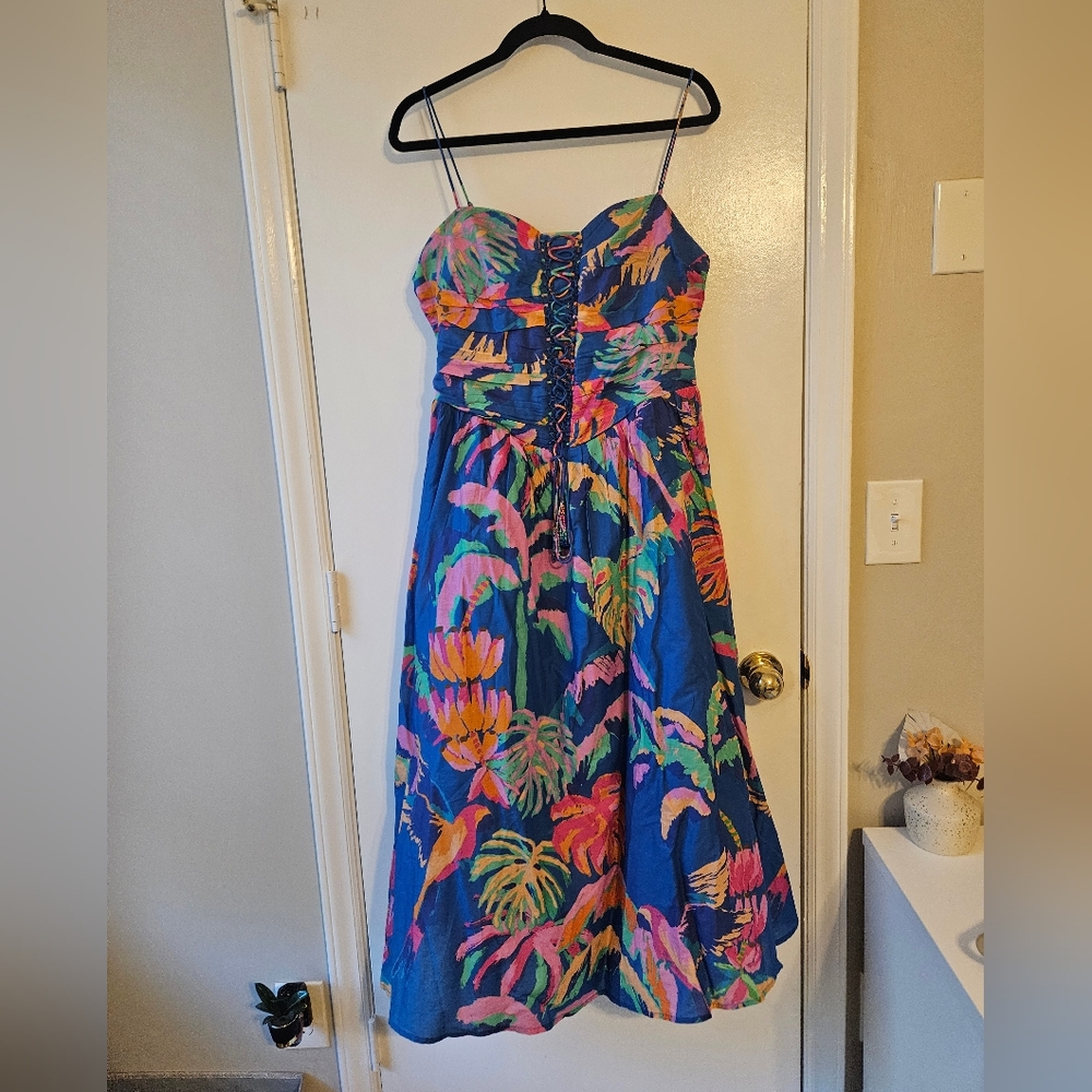 FARM RIO PAINTED JUNGLE MIDI DRESS - Picture 4 of 7